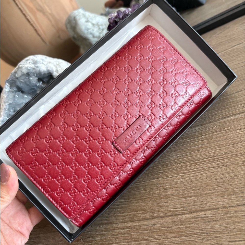 Gucci Red Embossed Wallet